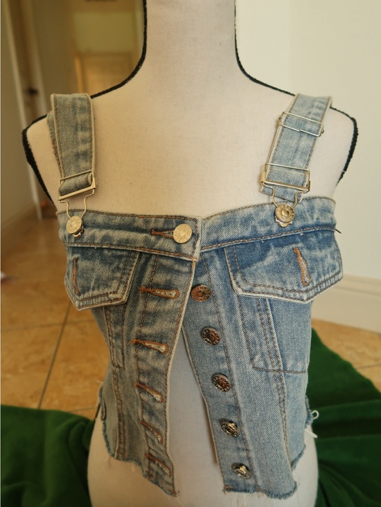 Tops - Light Blue Denim Corset-Style Jeans Top